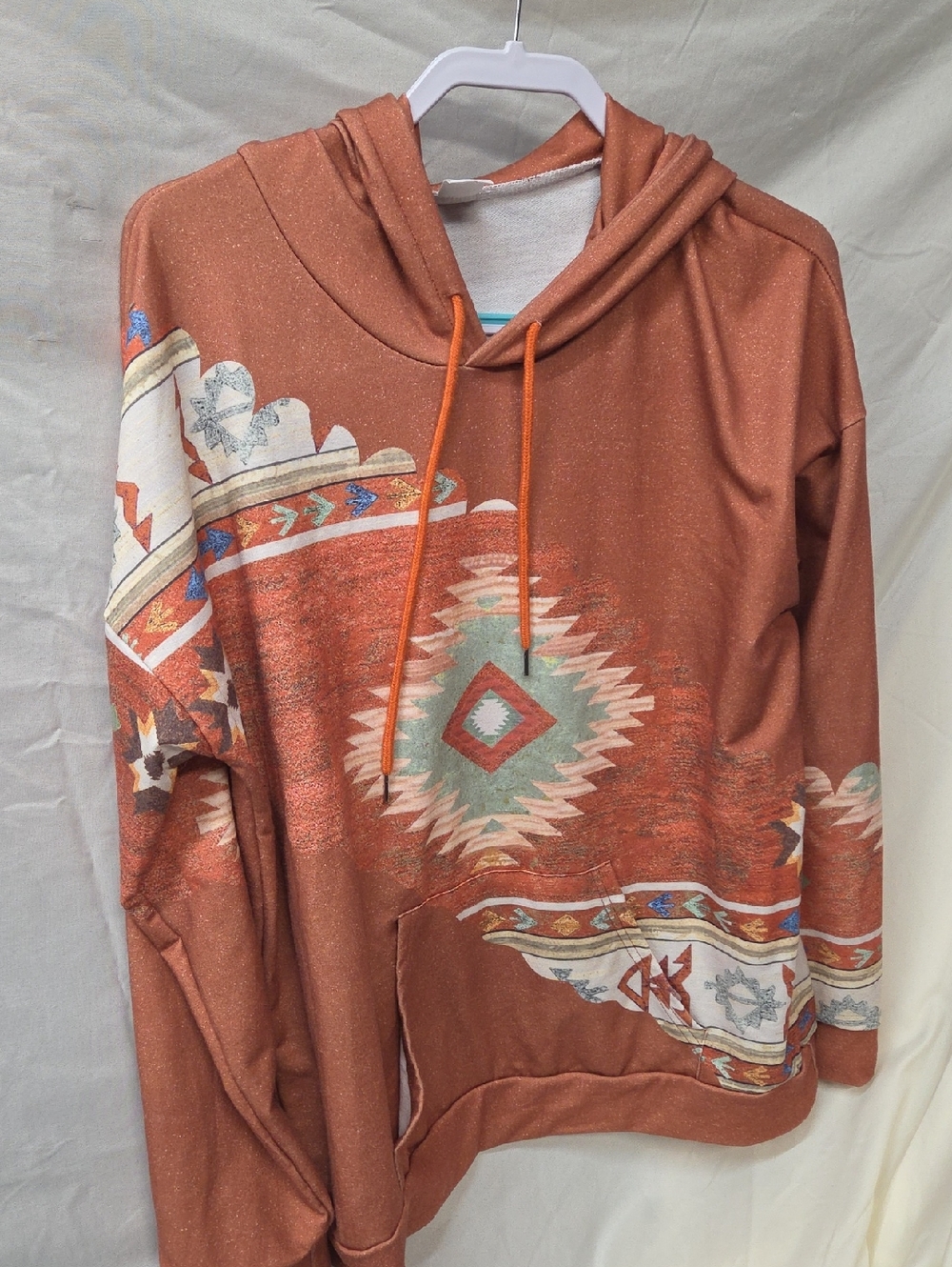 Lanaoree Rust Aztec Print Hoodie Sweatshirt XL Women